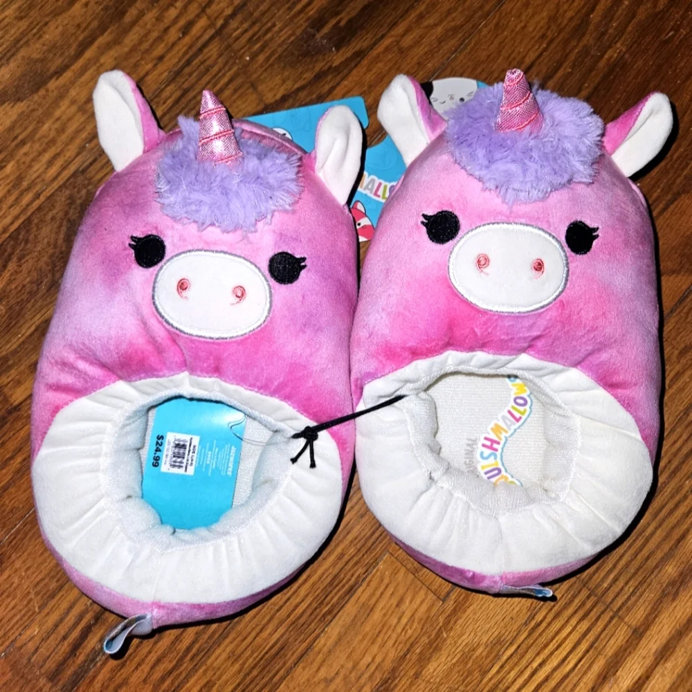 NWT Squishmallows Slippers size L 4/5 Lola the purple Unicorn 🦄